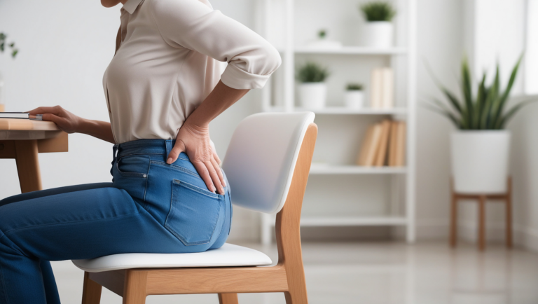 Person experiencing back pain while sitting